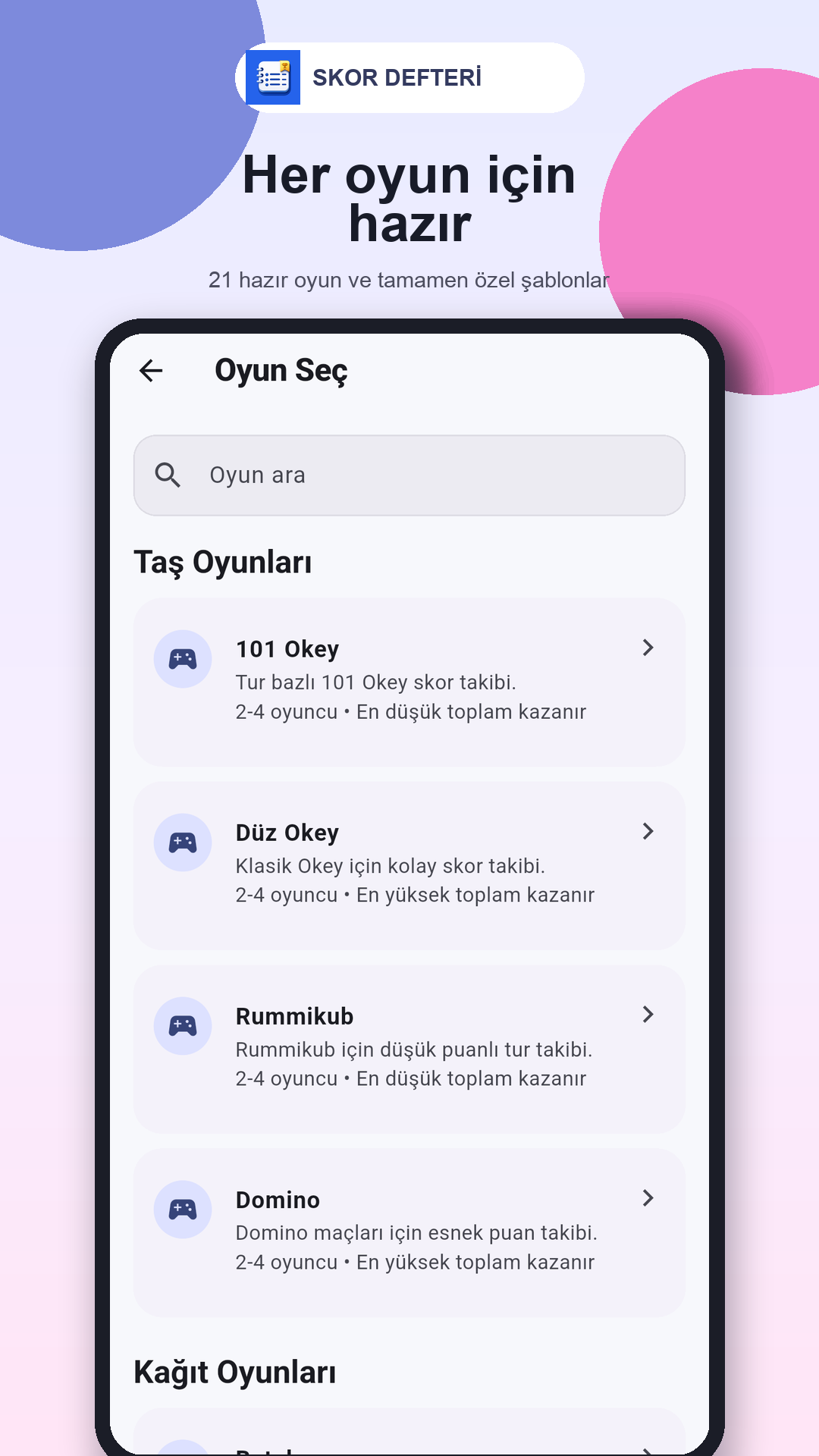 Skor Defteri ekran görüntüsü 2